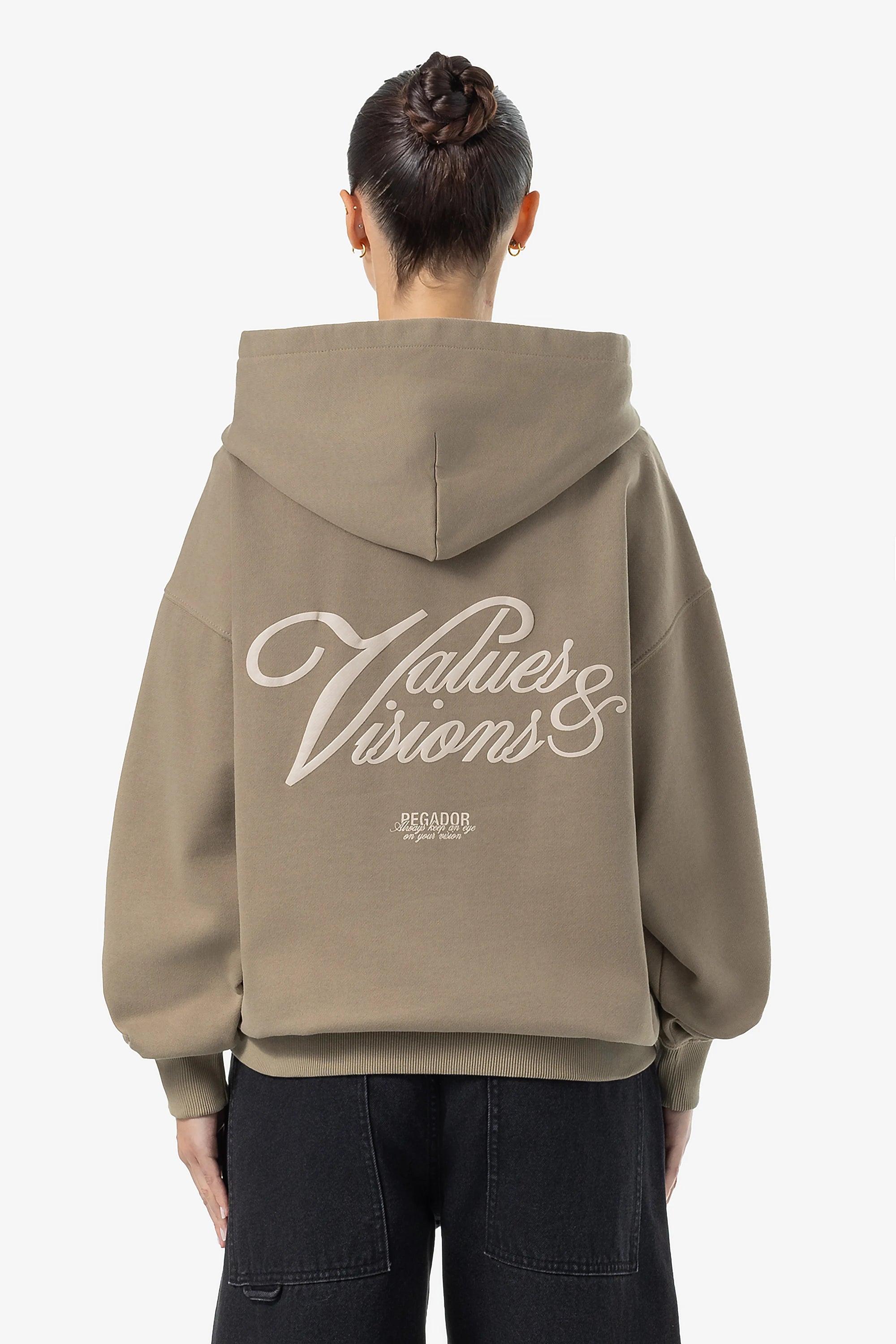 Akira Oversized Hoodie Washed Desert Taupe Hoodie with Slit Hem Functional Movement