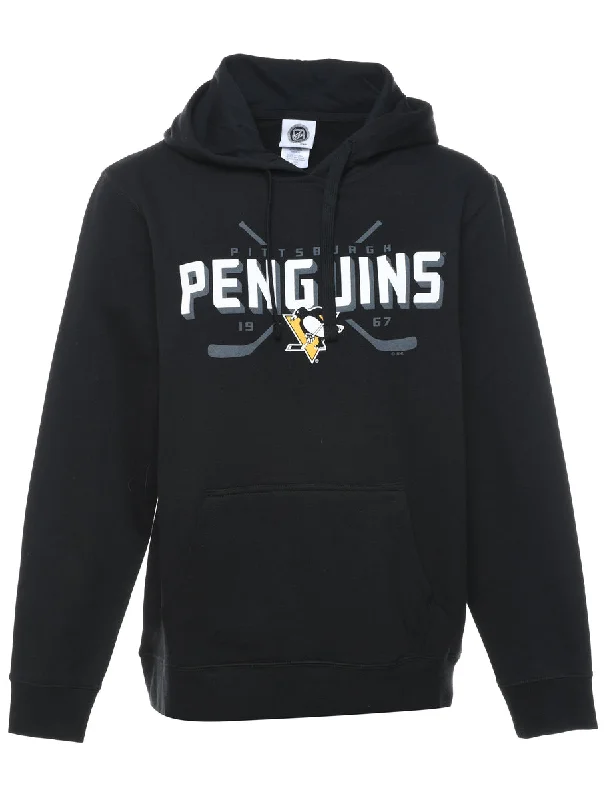 Black NHL Pittsburgh Penguins Hooded Sports Sweatshirt - L Hoodie with Slim Fit Tailored Modern Black NHL Pittsburgh Penguins Hooded Sports Sweatshirt - L Hoodie with Slim Fit Tailored Modern