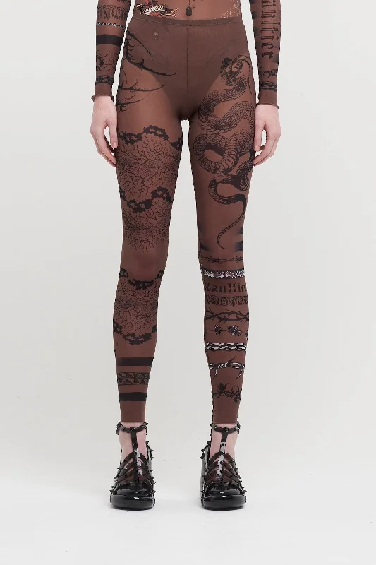 Jean Paul Gaultier X KNWLS Leggings Printed Trompe l'oeil Tattoo Trendy Flared Leggings Jean Paul Gaultier X KNWLS Leggings Printed Trompe l'oeil Tattoo Trendy Flared Leggings