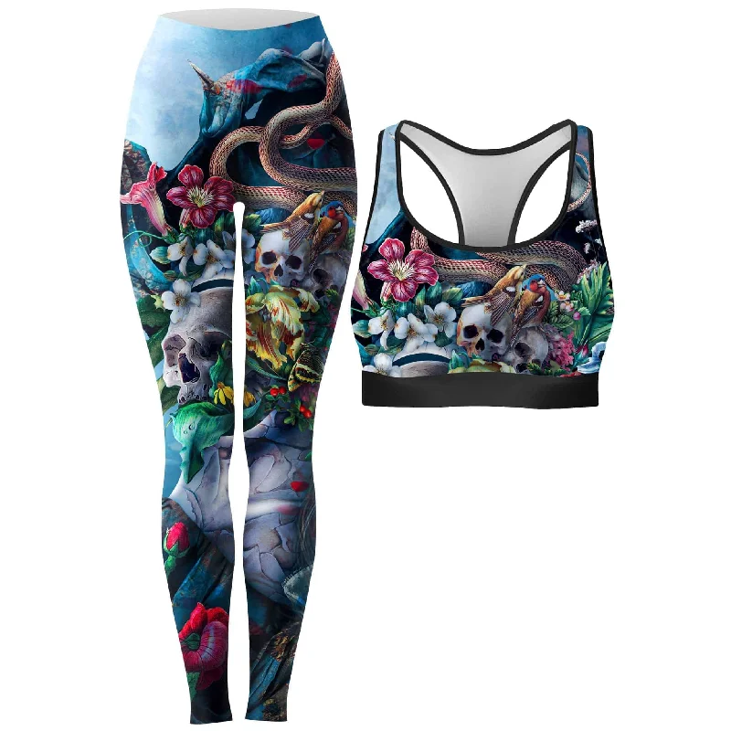 Live and Die Rave Bra and Leggings Combo Trendy Colorblock Print Leggings