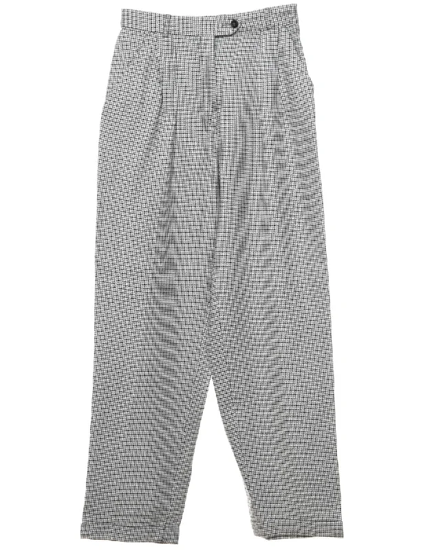Dogtooth Tapered Grey & White Trousers - W26 L30 Trousers fashionable trendy