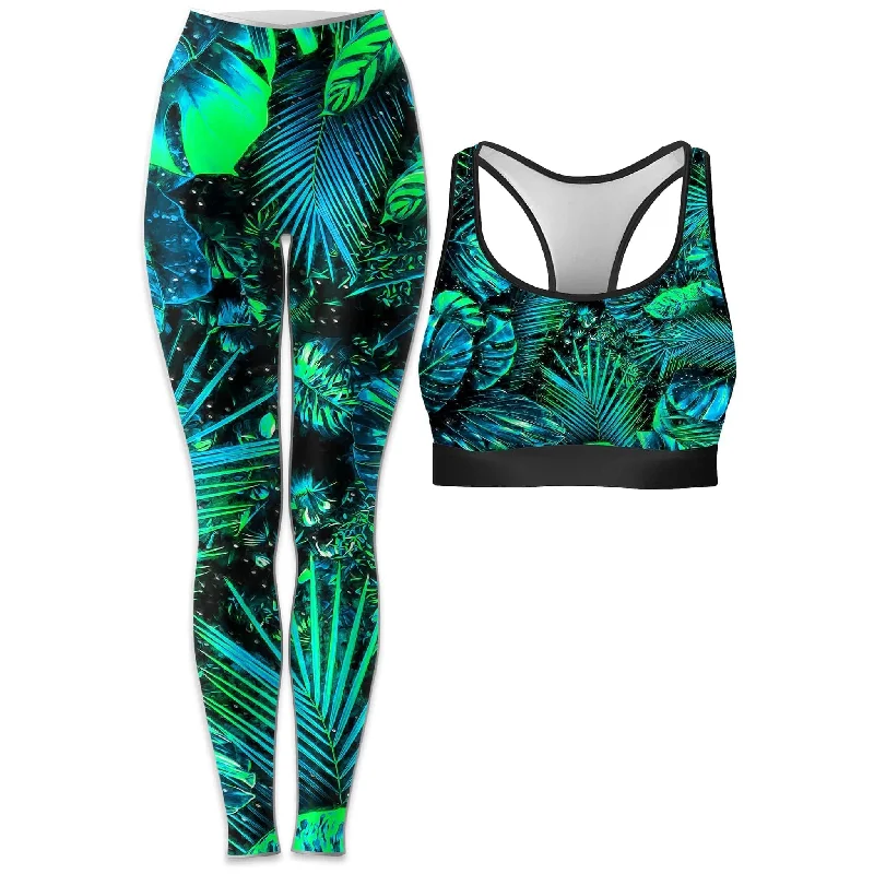 Junglist Tundra Rave Bra and Leggings Combo Fashionable Minimal Active Leggings
