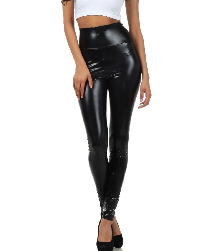 Sakkas Shiny Liquid Metallic High Waist Stretch Leggings - Made in USA Stylish Side-Stripe Leggings Sakkas Shiny Liquid Metallic High Waist Stretch Leggings - Made in USA Stylish Side-Stripe Leggings
