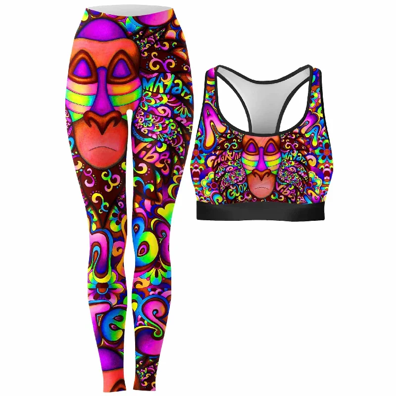 Rafiki Vibes Rave Bra and Leggings Combo Trendy Patterned Leggings