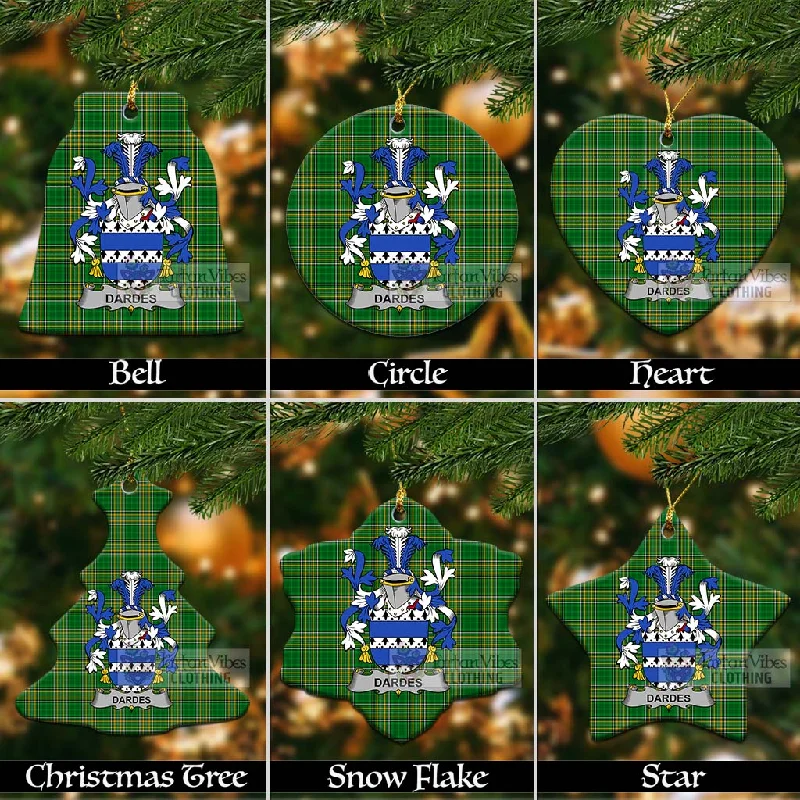 Dardes Irish Clan Tartan Christmas Ceramic Ornament with Coat of Arms Hook-and-Loop Buckled Tied Dardes Irish Clan Tartan Christmas Ceramic Ornament with Coat of Arms Hook-and-Loop Buckled Tied
