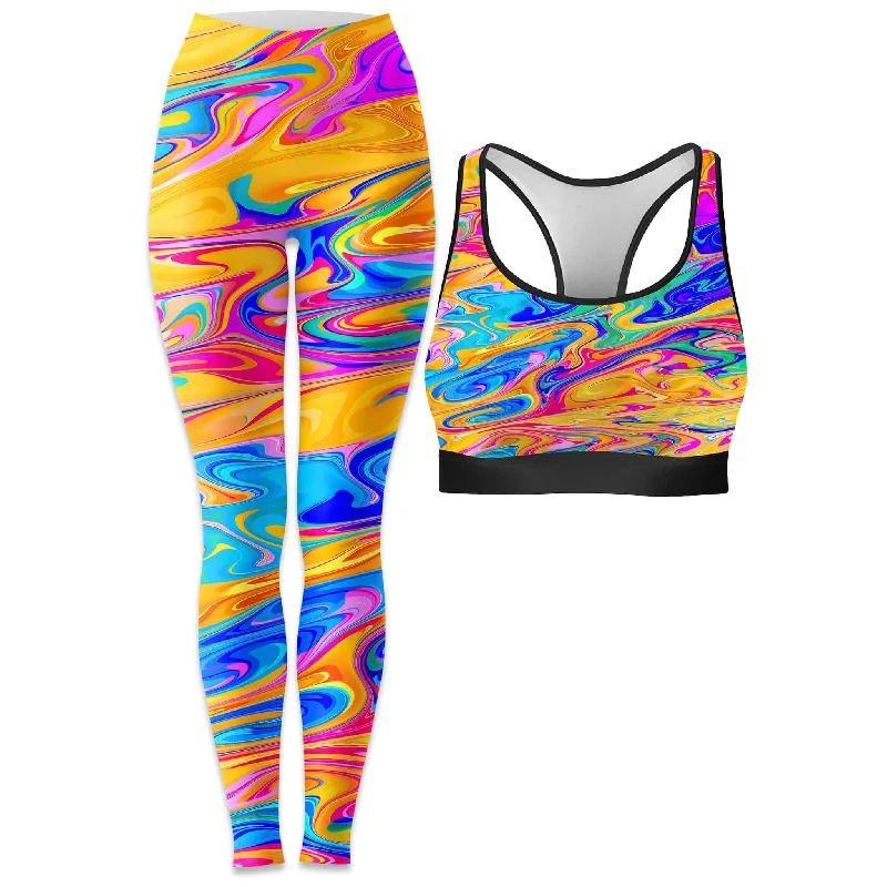 Phaze Rave Bra and Leggings Combo Trendy Tie-Dye Leggings