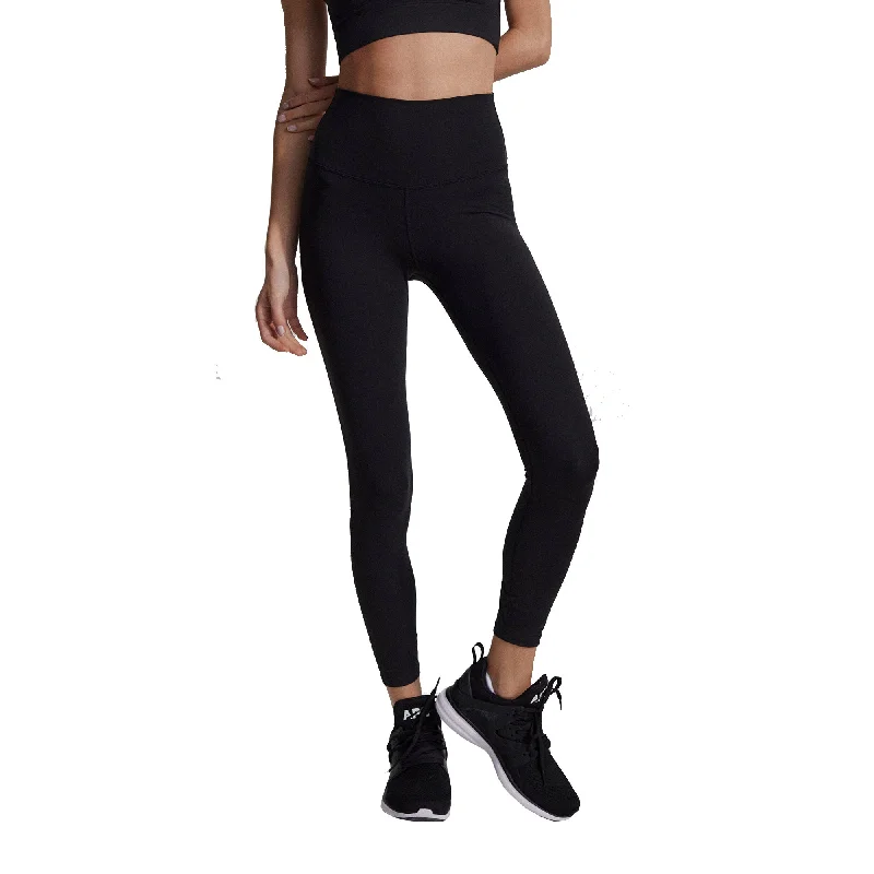 Varley Always Black Womens High Rise Leggings Comfortable Ribbed Sports Leggings