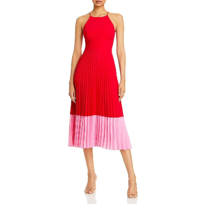 Aidan by Aidan Mattox Womens Pleated Midi Halter Dress Elegant Satin Slip Midi Dress Aidan by Aidan Mattox Womens Pleated Midi Halter Dress Elegant Satin Slip Midi Dress