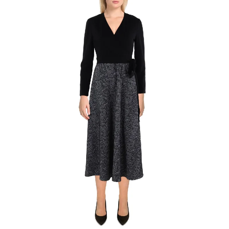 Anne Klein Womens Houndstooth Midi Wear To Work Dress Fashionable One-Shoulder Midi Dress Anne Klein Womens Houndstooth Midi Wear To Work Dress Fashionable One-Shoulder Midi Dress