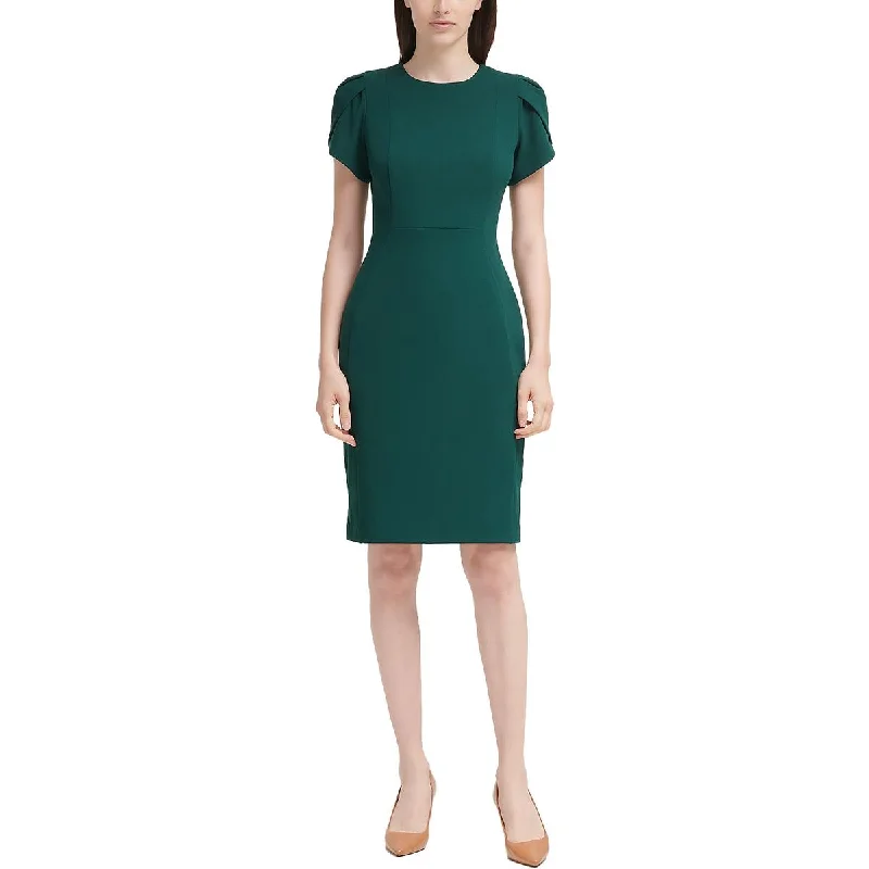 Calvin Klein Womens Tulip Sleeve Midi Wear To Work Dress Elegant Faux Wrap Midi Dress Calvin Klein Womens Tulip Sleeve Midi Wear To Work Dress Elegant Faux Wrap Midi Dress