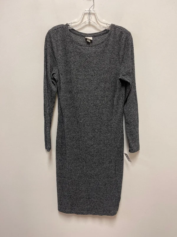 Dress Casual Midi By A New Day In Grey, Size: M Trendy Flared Sleeve Midi Dress
