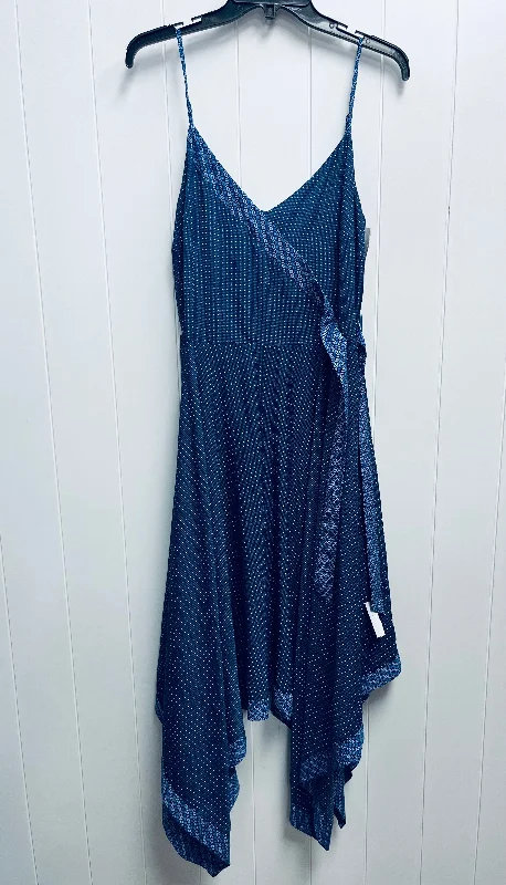 Dress Casual Midi By Banana Republic In Blue & White, Size: 12 Fashionable High-Neck Midi Dress Dress Casual Midi By Banana Republic In Blue & White, Size: 12 Fashionable High-Neck Midi Dress