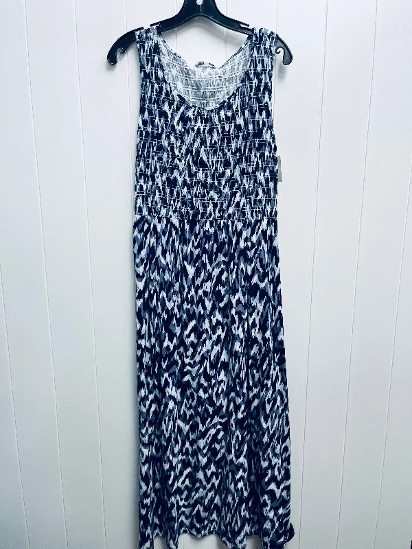 Dress Casual Midi By Calvin Klein In Blue & Purple, Size: L Trendy Ruffled Sleeve Midi Dress Dress Casual Midi By Calvin Klein In Blue & Purple, Size: L Trendy Ruffled Sleeve Midi Dress