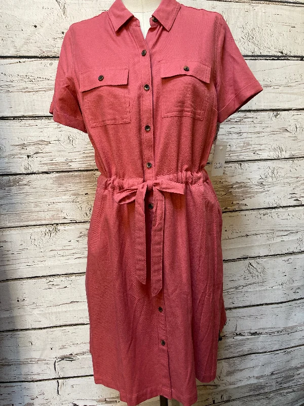 Dress Casual Midi By Croft And Barrow In Coral, Size: S Trendy Midi Dress with Belt