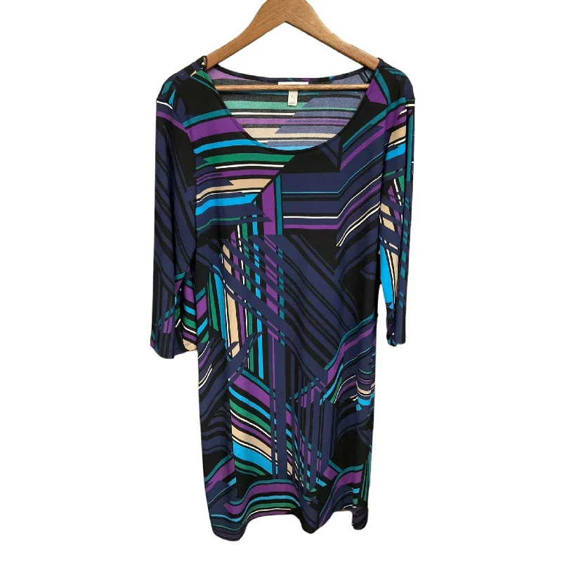 Dress Casual Midi By Dana Buchman In Multi-colored, Size: Xl Stylish Wraparound Midi Dress Dress Casual Midi By Dana Buchman In Multi-colored, Size: Xl Stylish Wraparound Midi Dress