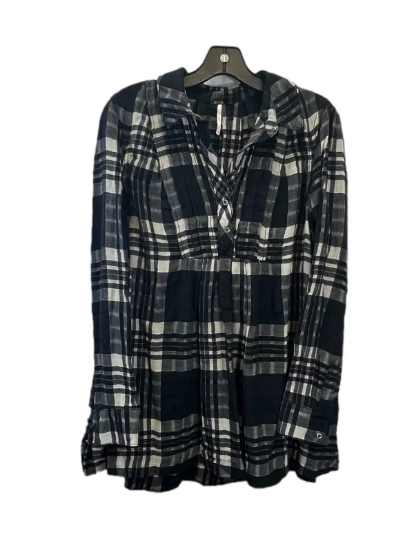 Dress Casual Midi By Free People In Plaid Pattern, Size: S Trendy Off-Shoulder Button Midi Dress Dress Casual Midi By Free People In Plaid Pattern, Size: S Trendy Off-Shoulder Button Midi Dress