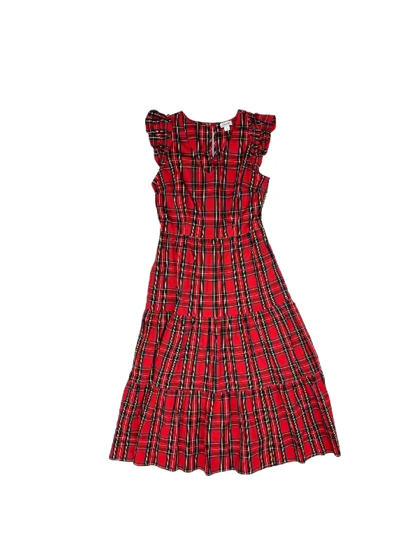 Dress Casual Midi By J. Crew In Plaid Pattern, Size: 2 Elegant Pleated Detail Midi Dress Dress Casual Midi By J. Crew In Plaid Pattern, Size: 2 Elegant Pleated Detail Midi Dress