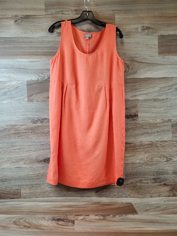 Dress Casual Midi By J. Jill In Orange, Size: Petite M Elegant Pleated Detail Midi Dress Dress Casual Midi By J. Jill In Orange, Size: Petite M Elegant Pleated Detail Midi Dress