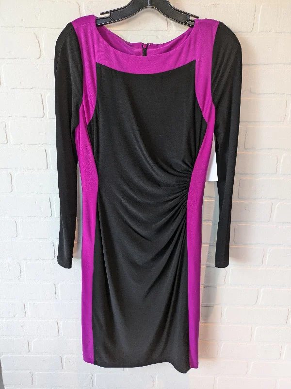 Dress Casual Midi By Lauren By Ralph Lauren In Black & Purple, Size: S Cozy Midi Dress with Pockets Dress Casual Midi By Lauren By Ralph Lauren In Black & Purple, Size: S Cozy Midi Dress with Pockets