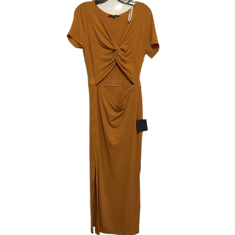 Dress Casual Midi By Lulus In Orange, Size: Xl Fashionable Floral Embroidery Midi Dress Dress Casual Midi By Lulus In Orange, Size: Xl Fashionable Floral Embroidery Midi Dress