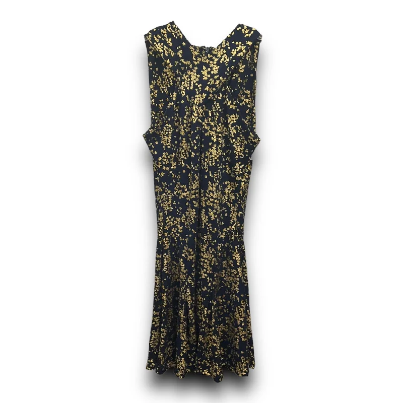 Dress Casual Midi By Michael By Michael Kors In Blue & Gold, Size: S Stylish Button-Down Midi Dress Dress Casual Midi By Michael By Michael Kors In Blue & Gold, Size: S Stylish Button-Down Midi Dress