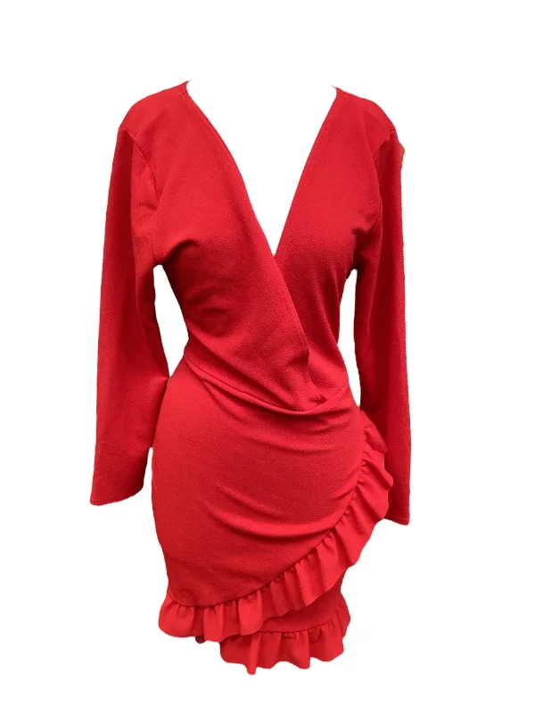 Dress Casual Midi By Pretty Little Thing In Red, Size: 16 Comfortable Stretch Midi Dress Dress Casual Midi By Pretty Little Thing In Red, Size: 16 Comfortable Stretch Midi Dress
