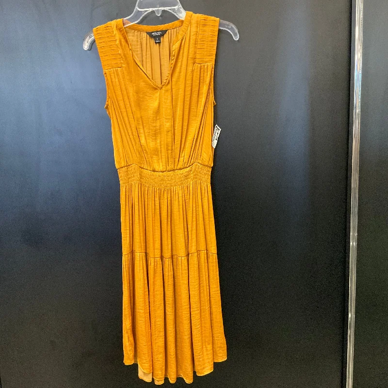 Dress Casual Midi By Simply Vera In Yellow, Size: S Elegant Satin Midi Dress