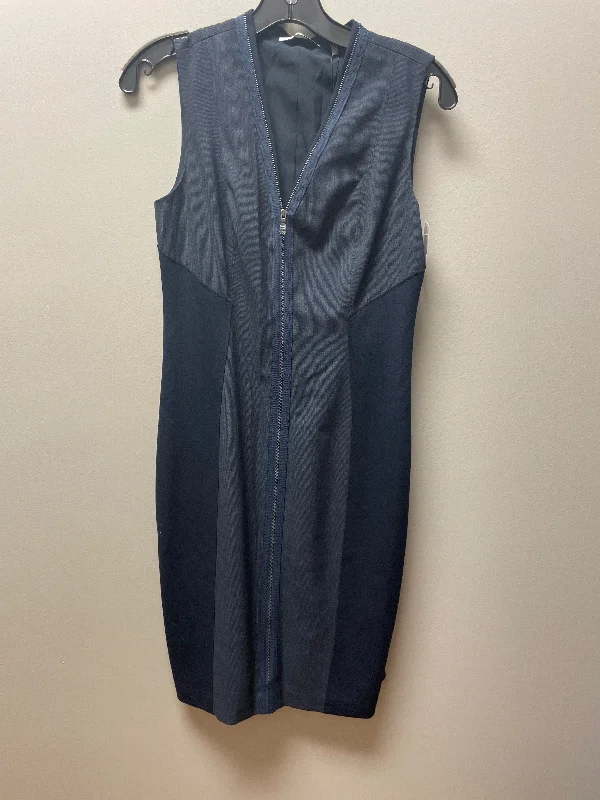Dress Casual Midi By Tahari By Arthur Levine In Blue, Size: S Fashionable High-Neck Midi Dress Dress Casual Midi By Tahari By Arthur Levine In Blue, Size: S Fashionable High-Neck Midi Dress