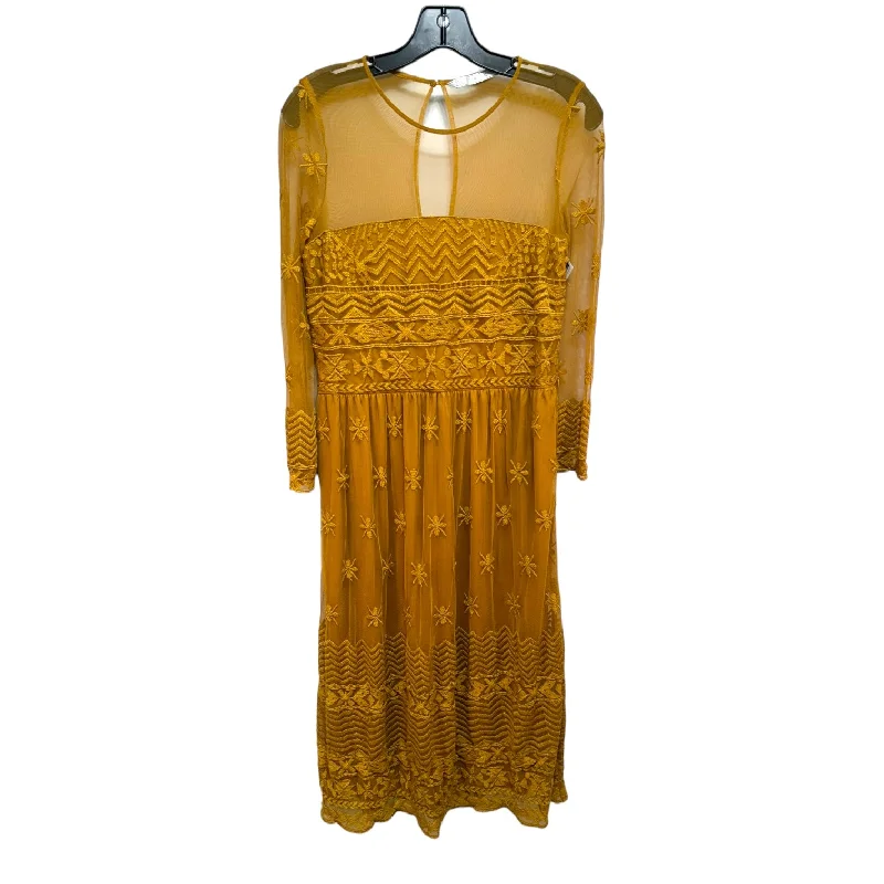 Dress Casual Midi By Zara In Gold, Size: M Fashionable Wide Leg Midi Dress