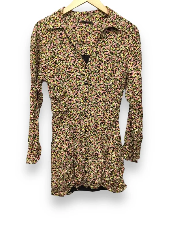 Dress Casual Midi By Zara In Multi-colored, Size: M Elegant Floral Midi Dress