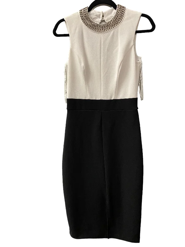 Dress Party Midi By Bisou Bisou In Black & White, Size: Xs Elegant Lace Trim Midi Dress Dress Party Midi By Bisou Bisou In Black & White, Size: Xs Elegant Lace Trim Midi Dress