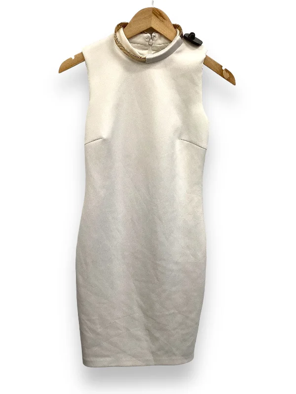 Dress Party Midi By Calvin Klein In Cream, Size: 2 Trendy Fit-and-Flare Midi Dress