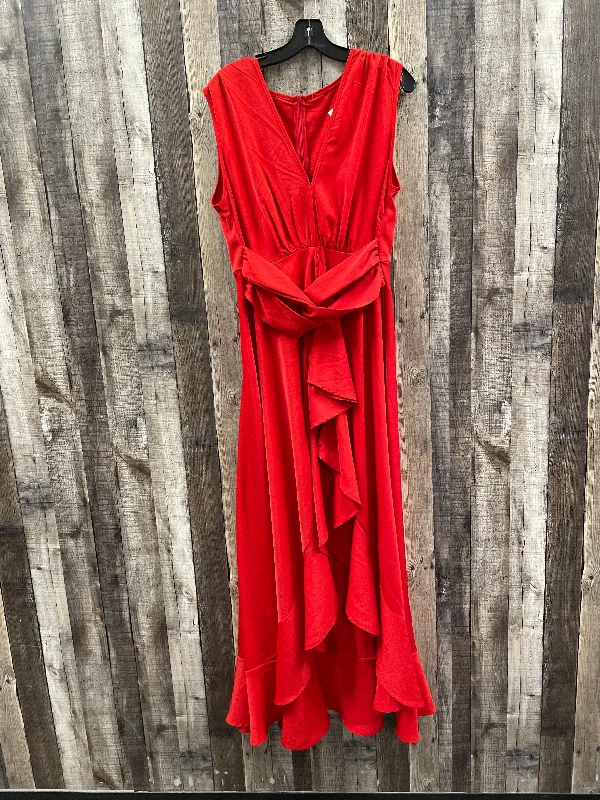 Dress Party Midi By Shein In Red, Size: Xl Trendy Mock Neck Midi Dress