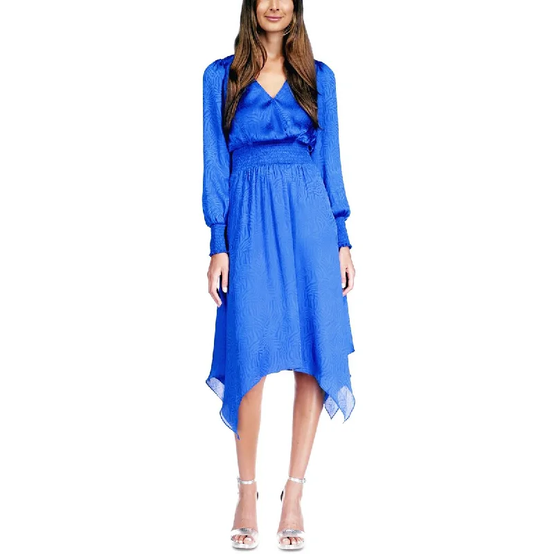 MICHAEL Michael Kors Womens Petites Handkerchief Hem Midi Fit & Flare Dress Comfortable Adjustable Strap Midi Dress MICHAEL Michael Kors Womens Petites Handkerchief Hem Midi Fit & Flare Dress Comfortable Adjustable Strap Midi Dress
