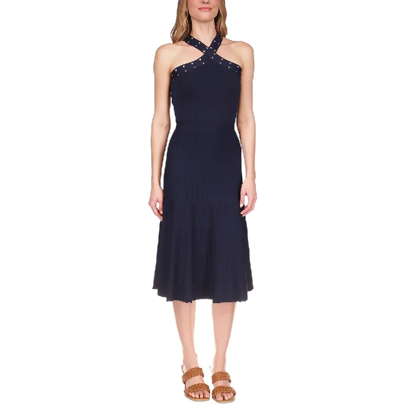 MICHAEL Michael Kors Womens Studded Midi Fit & Flare Dress Comfortable Ruched Midi Dress MICHAEL Michael Kors Womens Studded Midi Fit & Flare Dress Comfortable Ruched Midi Dress