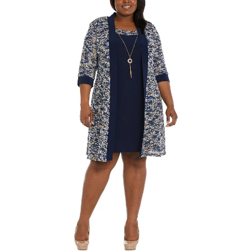 R&M Richards Womens Plus Metallic Midi Two Piece Dress Fashionable Fitted Midi Dress R&M Richards Womens Plus Metallic Midi Two Piece Dress Fashionable Fitted Midi Dress