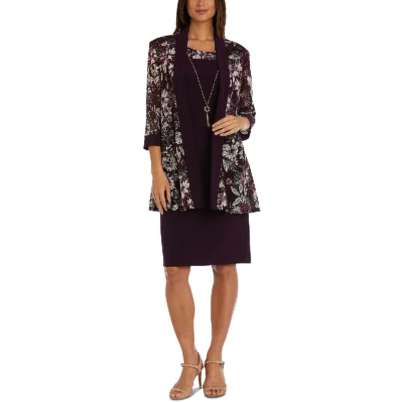 R&M Richards Womens Plus Open Front Midi Two Piece Dress Comfortable Button Front Midi Dress R&M Richards Womens Plus Open Front Midi Two Piece Dress Comfortable Button Front Midi Dress