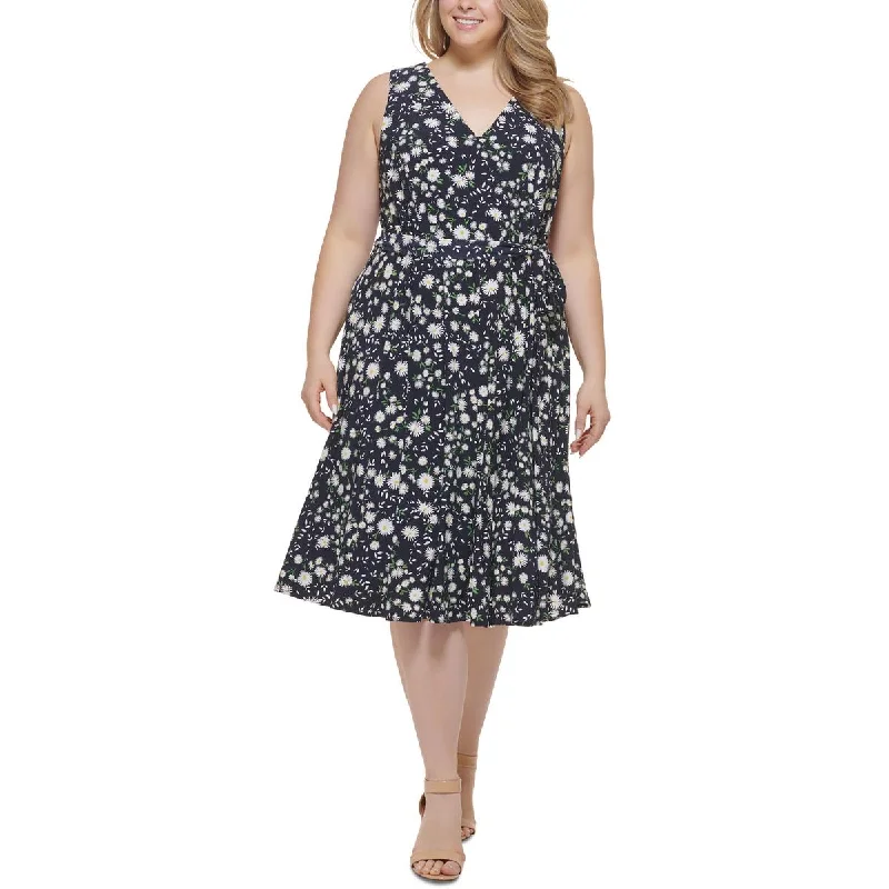 Tommy Hilfiger Womens Plus Knit Midi Fit & Flare Dress Comfortable Draped Midi Dress Tommy Hilfiger Womens Plus Knit Midi Fit & Flare Dress Comfortable Draped Midi Dress