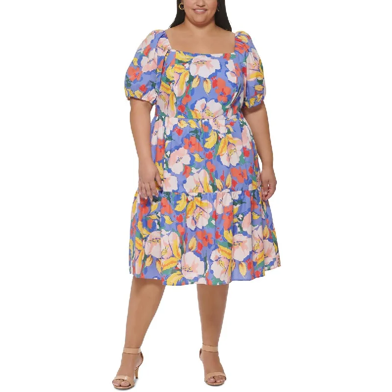 Vince Camuto Womens Plus Cotton Midi Fit & Flare Dress Comfortable Ribbed Midi Dress Vince Camuto Womens Plus Cotton Midi Fit & Flare Dress Comfortable Ribbed Midi Dress