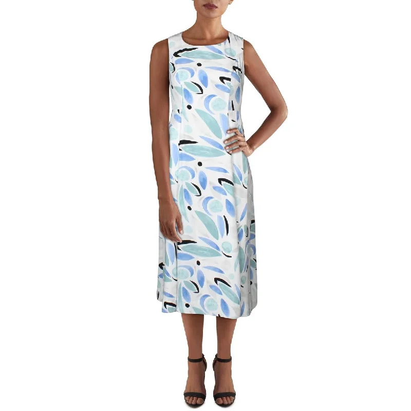 Alfani Womens Printed Midi Fit & Flare Dress Fashionable One-Shoulder Midi Dress