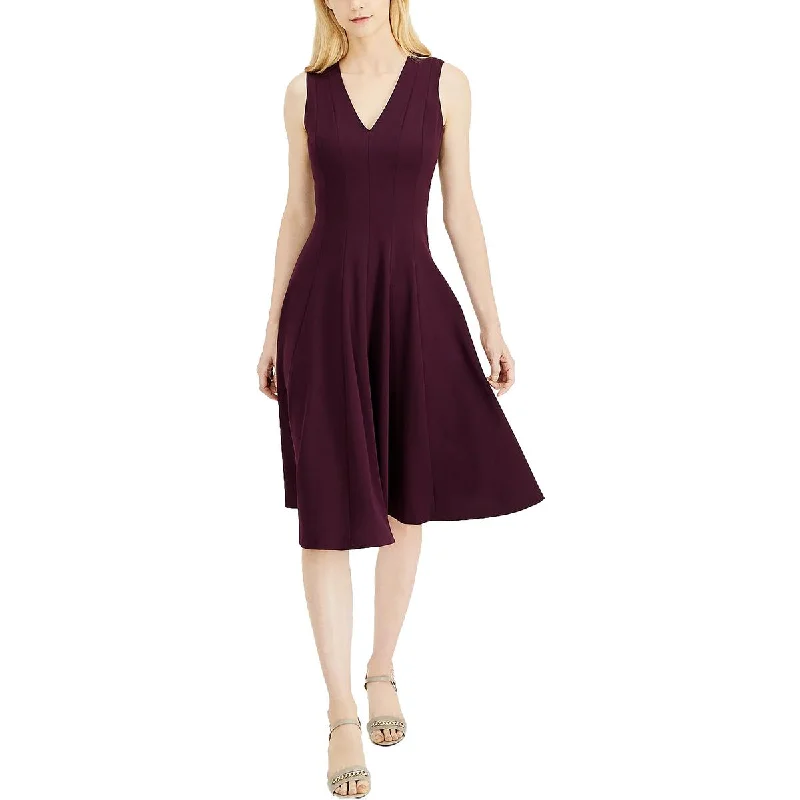 Calvin Klein Womens Crepe Midi Fit & Flare Dress Comfortable Denim Midi Dress
