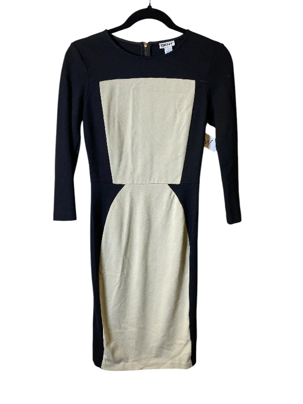 Dress Casual Midi By Dkny In Black & Cream, Size: Xs Comfortable Wrap Midi Dress