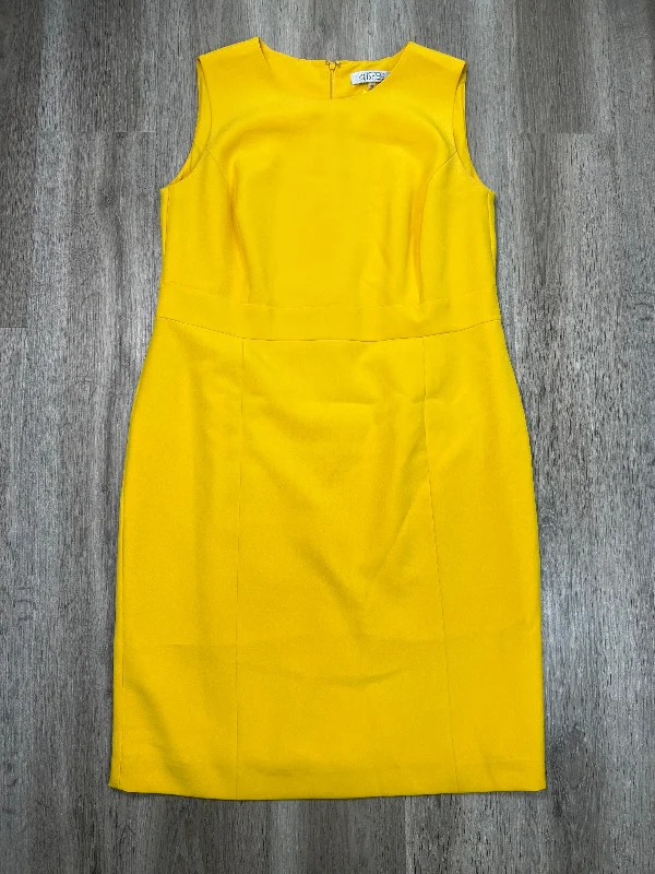 Dress Casual Midi By Kasper In Yellow, Size: Xl Trendy Long Sleeve Midi Dress