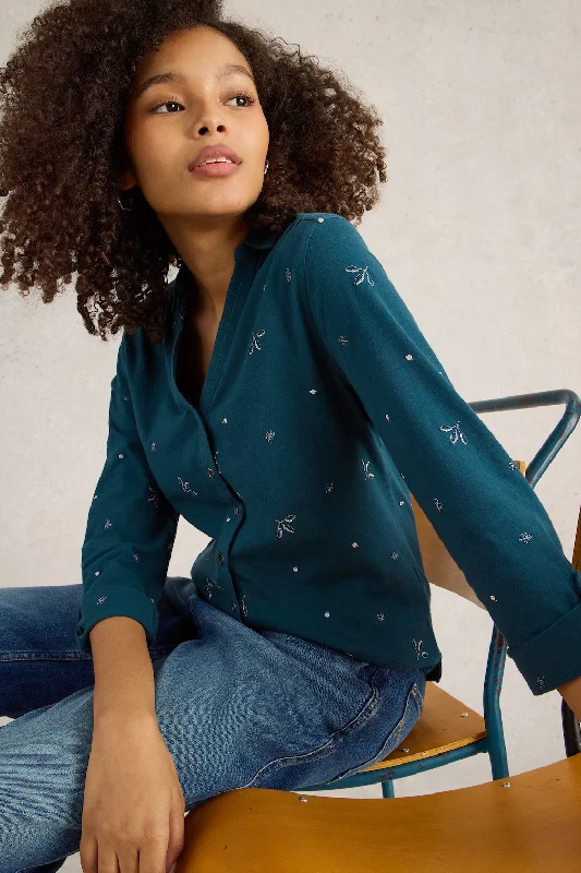 White Stuff Annie Embroidered Shirt in Teal Mlt-- Mesh Fabric Canvas Fabric Denim Fabric White Stuff Annie Embroidered Shirt in Teal Mlt-- Mesh Fabric Canvas Fabric Denim Fabric