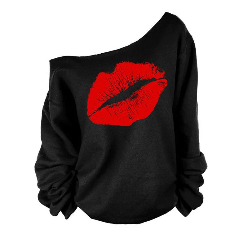 lip Printed Women Blouse One Shoulder Blouses Shirts Punk Body Top Lady Plus Size XL-- Jersey Fabric Tulle Fabric Batik Fabric lip Printed Women Blouse One Shoulder Blouses Shirts Punk Body Top Lady Plus Size XL-- Jersey Fabric Tulle Fabric Batik Fabric