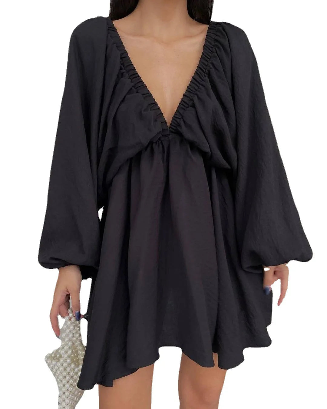 Bonnyshow Summer New Casual Elegant Women's Dress Temperament Fashion Simple Sexy V-Neck Bubble Long Sleeve Swing Mini Dress Y2K Trendy Tie-Dye Mini Dress Bonnyshow Summer New Casual Elegant Women's Dress Temperament Fashion Simple Sexy V-Neck Bubble Long Sleeve Swing Mini Dress Y2K Trendy Tie-Dye Mini Dress