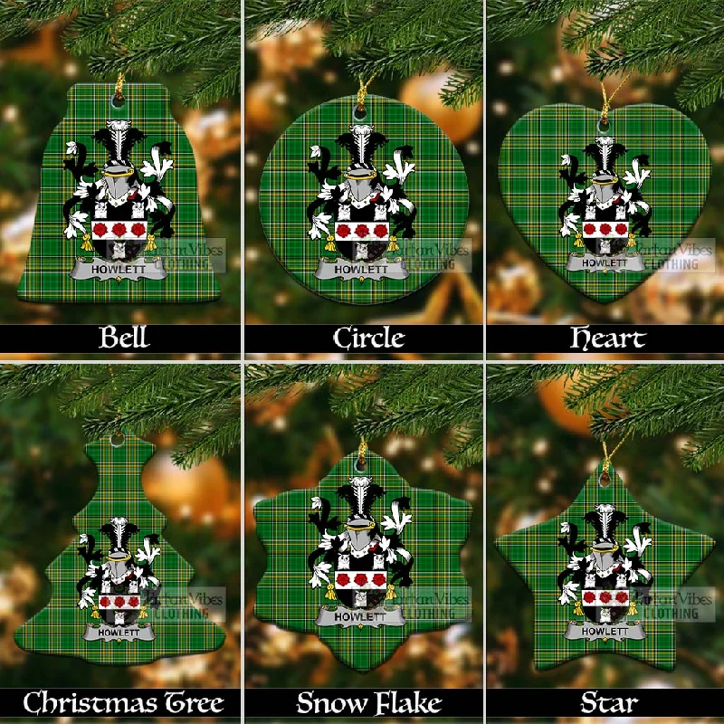 Howlett Irish Clan Tartan Christmas Ceramic Ornament with Coat of Arms Fleece Down Feather Howlett Irish Clan Tartan Christmas Ceramic Ornament with Coat of Arms Fleece Down Feather