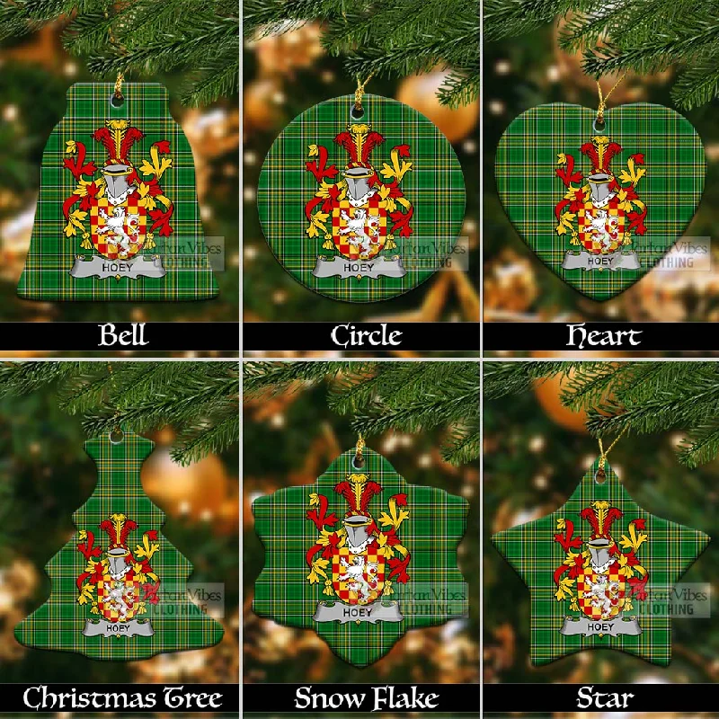 Hoey Irish Clan Tartan Christmas Ceramic Ornament with Coat of Arms Collared Crew Neck Turtle Neck Hoey Irish Clan Tartan Christmas Ceramic Ornament with Coat of Arms Collared Crew Neck Turtle Neck