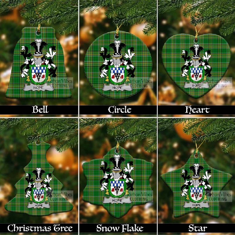 Hope Irish Clan Tartan Christmas Ceramic Ornament with Coat of Arms Mesh Canvas Denim Hope Irish Clan Tartan Christmas Ceramic Ornament with Coat of Arms Mesh Canvas Denim