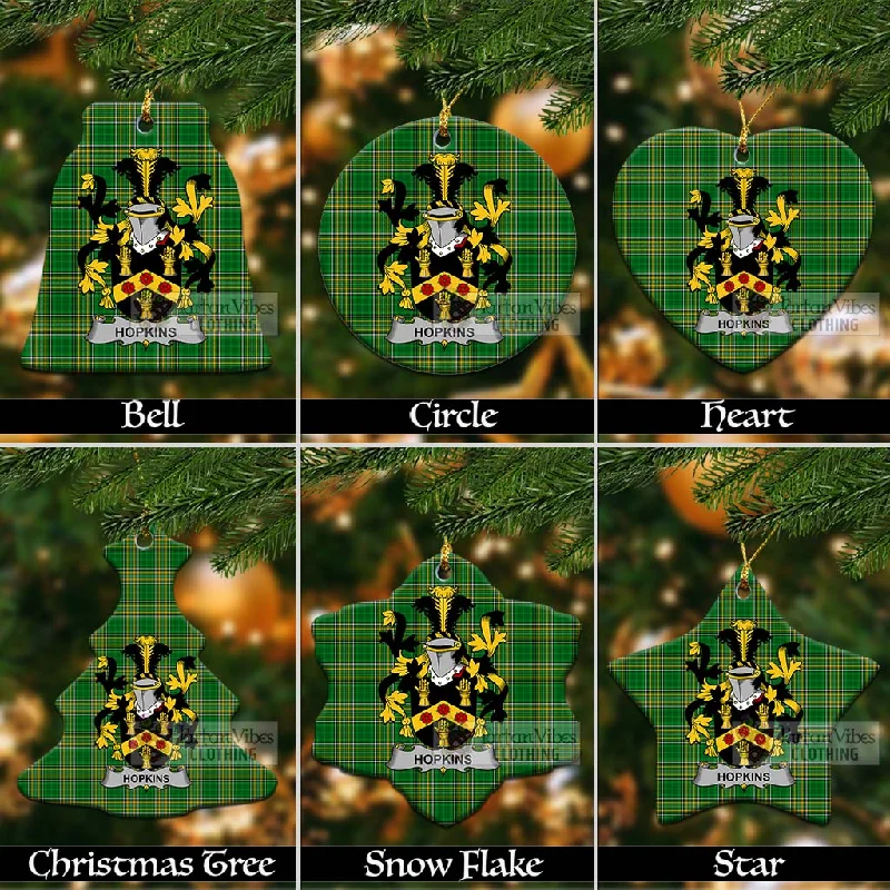 Hopkins Irish Clan Tartan Christmas Ceramic Ornament with Coat of Arms Chenille Brocade Lace Hopkins Irish Clan Tartan Christmas Ceramic Ornament with Coat of Arms Chenille Brocade Lace